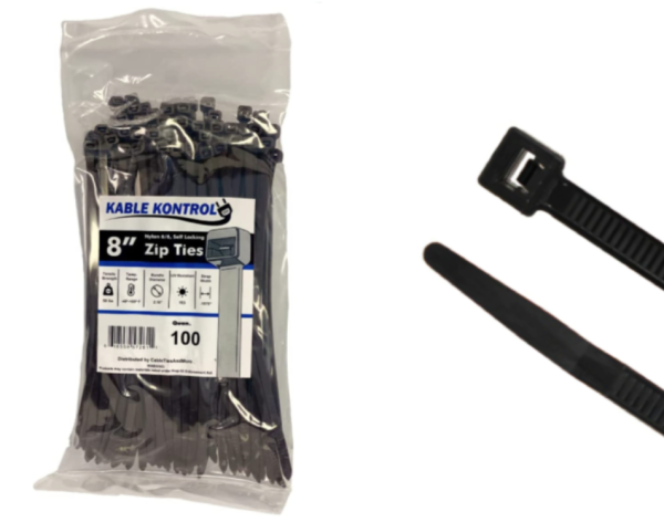 8" ZIP TIE BLACK 100/PACK